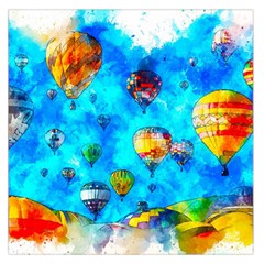 Hot Air Balloon Sky Art Watercolor Large Satin Scarf (Square)