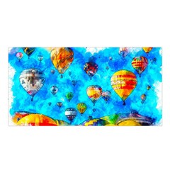 Hot Air Balloon Sky Art Watercolor Satin Shawl