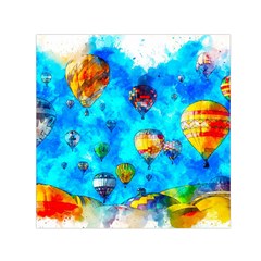 Hot Air Balloon Sky Art Watercolor Small Satin Scarf (Square)