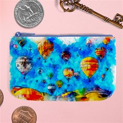 Hot Air Balloon Sky Art Watercolor Large Coin Purse