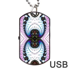 Pattern Texture Fractal Colorful Dog Tag Usb Flash (one Side) by Wegoenart