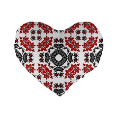 Ornament Seamless Pattern Element Standard 16  Premium Flano Heart Shape Cushions