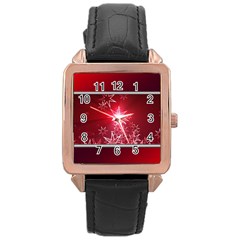 Christmas Candles Rose Gold Leather Watch  by Wegoenart