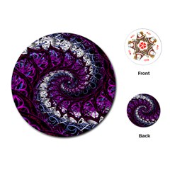 Fractal Background Swirl Art Skull Playing Cards (round) by Wegoenart