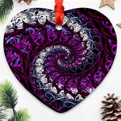 Fractal Background Swirl Art Skull Heart Ornament (two Sides) by Wegoenart