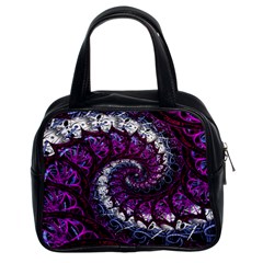 Fractal Background Swirl Art Skull Classic Handbag (two Sides) by Wegoenart