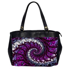 Fractal Background Swirl Art Skull Oversize Office Handbag (2 Sides) by Wegoenart