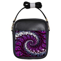 Fractal Background Swirl Art Skull Girls Sling Bag by Wegoenart