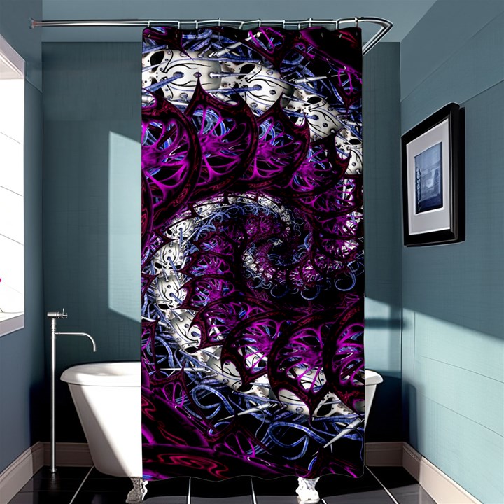 Fractal Background Swirl Art Skull Shower Curtain 36  x 72  (Stall) 