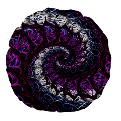 Fractal Background Swirl Art Skull Large 18  Premium Round Cushions by Wegoenart