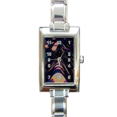 Pattern Texture Fractal Colorful Rectangle Italian Charm Watch by Wegoenart