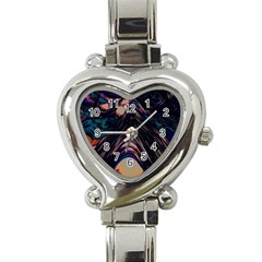 Pattern Texture Fractal Colorful Heart Italian Charm Watch by Wegoenart