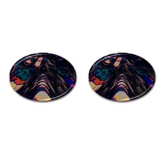 Pattern Texture Fractal Colorful Cufflinks (oval) by Wegoenart