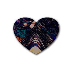 Pattern Texture Fractal Colorful Rubber Coaster (heart)  by Wegoenart