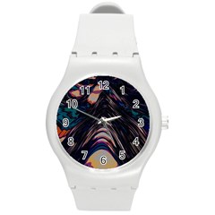 Pattern Texture Fractal Colorful Round Plastic Sport Watch (m) by Wegoenart