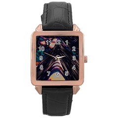 Pattern Texture Fractal Colorful Rose Gold Leather Watch  by Wegoenart