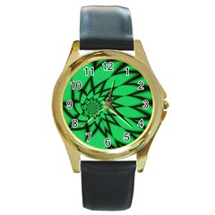 The Fourth Dimension Fractal Round Gold Metal Watch by Wegoenart