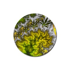 Fractal Mobius Dragon Marijuana Rubber Coaster (Round) 