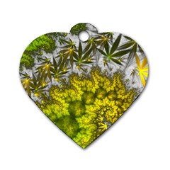 Fractal Mobius Dragon Marijuana Dog Tag Heart (Two Sides)