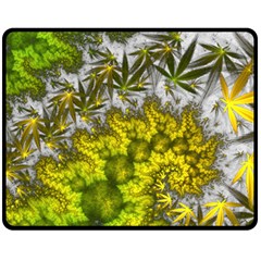 Fractal Mobius Dragon Marijuana Fleece Blanket (Medium) 