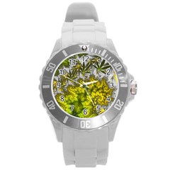 Fractal Mobius Dragon Marijuana Round Plastic Sport Watch (L)