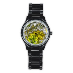 Fractal Mobius Dragon Marijuana Stainless Steel Round Watch