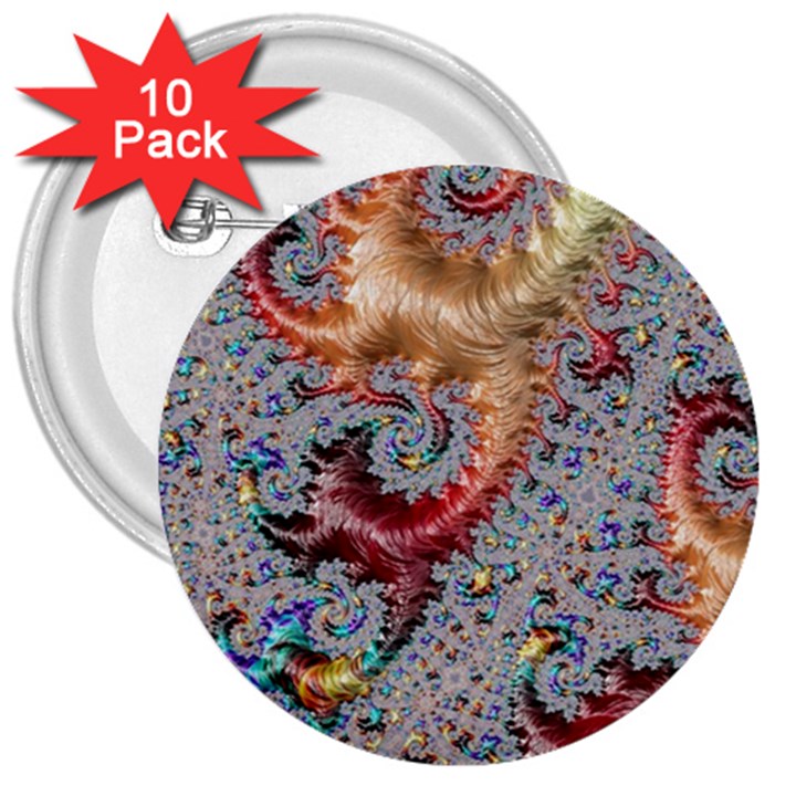 Fractal Artwork Design Pattern 3  Buttons (10 pack) 