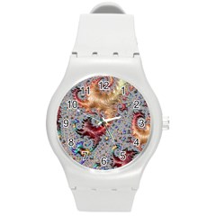 Fractal Artwork Design Pattern Round Plastic Sport Watch (m) by Wegoenart