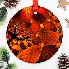 Leaf Autumn Nature Background Ornament (round) by Wegoenart