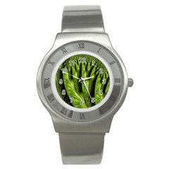 Fractal Background Abstract Green Stainless Steel Watch by Wegoenart