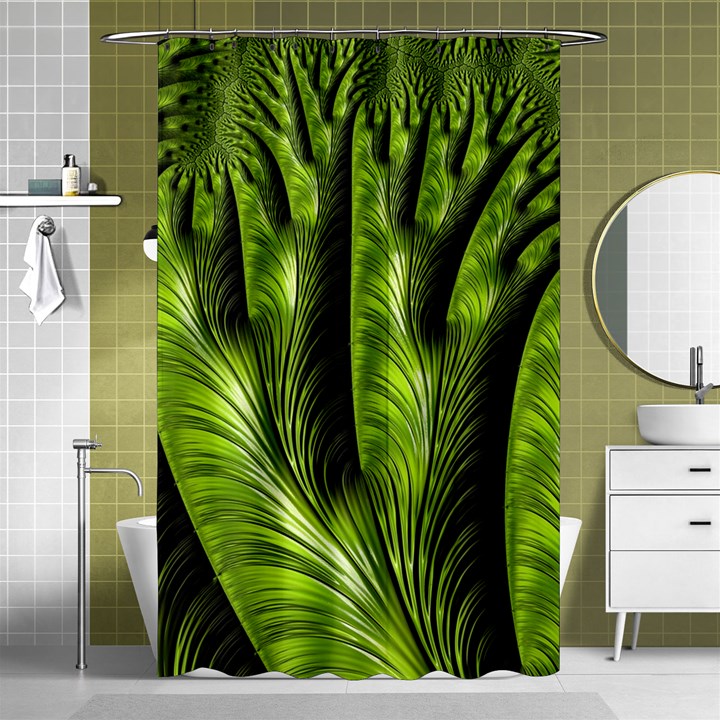 Fractal Background Abstract Green Shower Curtain 48  x 72  (Small) 