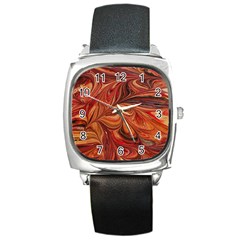 Marbled Paper Mottle Color Movement Square Metal Watch by Wegoenart