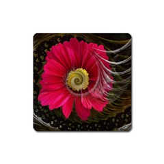 Fantasy Flower Fractal Blossom Square Magnet by Wegoenart