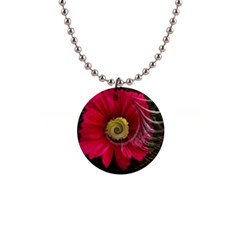 Fantasy Flower Fractal Blossom 1  Button Necklace