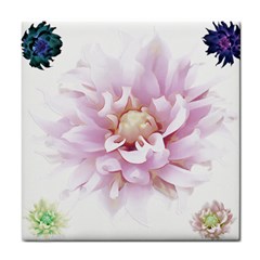 Abstract Transparent Image Flower Tile Coasters by Wegoenart