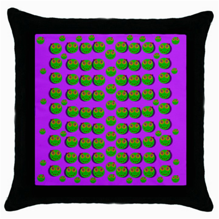 The Happy Eyes Of Freedom In Polka Dot Cartoon Pop Art Throw Pillow Case (Black)