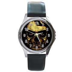 Angry Skull Monster Poster Round Metal Watch by dflcprints