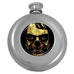 Angry Skull Monster Poster Round Hip Flask (5 Oz) by dflcprints