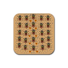 Sankta Lucia With Love And Candles In The Silent Night Rubber Coaster (square)  by pepitasart