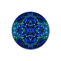 Abstract #8   I   Aqua Blues 6000 Rubber Coaster (round)  by KesaliSkyeArt