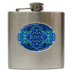 Abstract #8   I   Aqua Blues 6000 Hip Flask (6 Oz) by KesaliSkyeArt