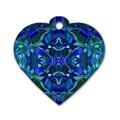 Abstract #8   I   Aqua Blues 6000 Dog Tag Heart (one Side)