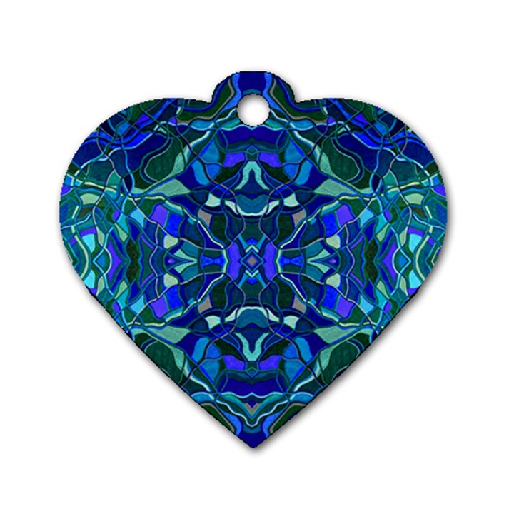 Abstract #8   I   Aqua Blues 6000 Dog Tag Heart (One Side)