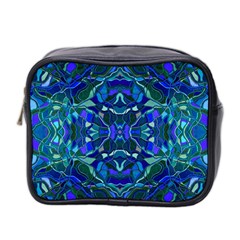 Abstract #8   I   Aqua Blues 6000 Mini Toiletries Bag (two Sides) by KesaliSkyeArt