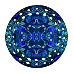 Abstract #8   I   Aqua Blues 6000 Ornament (round Filigree) by KesaliSkyeArt