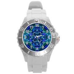 Abstract #8   I   Aqua Blues 6000 Round Plastic Sport Watch (l) by KesaliSkyeArt