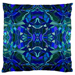 Abstract #8   I   Aqua Blues 6000 Large Cushion Case (one Side) by KesaliSkyeArt