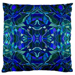 Abstract #8   I   Aqua Blues 6000 Large Flano Cushion Case (two Sides) by KesaliSkyeArt