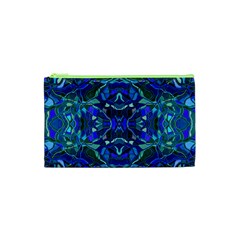 Abstract #8   I   Aqua Blues 6000 Cosmetic Bag (xs) by KesaliSkyeArt