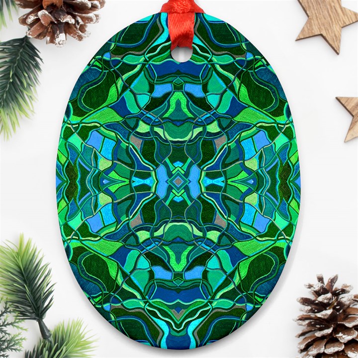 Abstract #8   I   Blues & Greens 6000 Ornament (Oval)